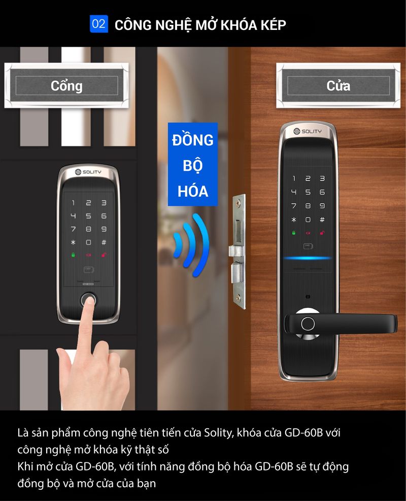 Khóa vân tay 2 chiều solity GD-60B